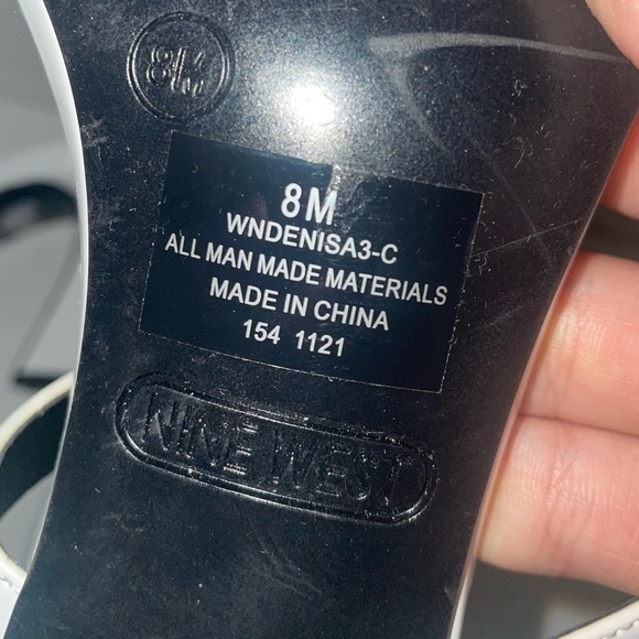 Square toe modern White heels slip on heels double strap heels chunky heel block - Picture 6 of 7